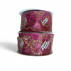 Sparkling Pink with Green Accents Ribbon Roll